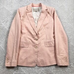Banana Republic Linen Blazer Womens 2 Peach Jacket Coastal Grandma Preppy Work